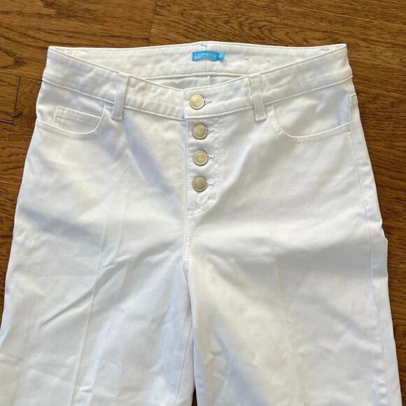 J. McLaughlin Loris White Open Button Fly Wide Leg Cropped Denim Jeans Size 2 - Picture 4 of 7